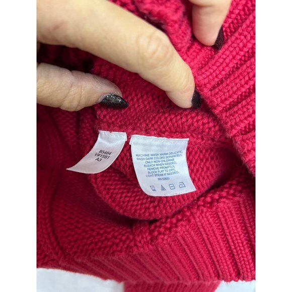 Vintage Land's End Women's Red Sweater Christmas Reindeer Snowflake Turtleneck - Picture 13 of 13